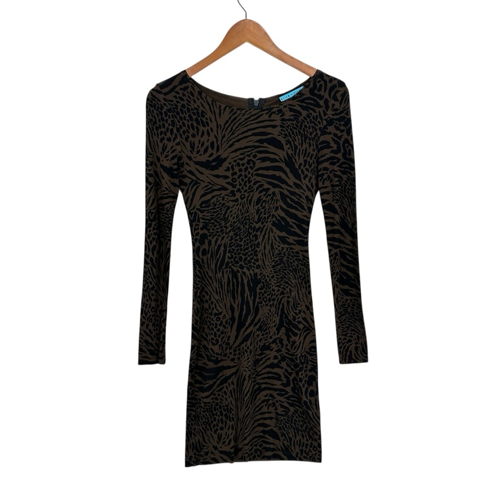 ALICE + OLIVIA Dress Leopard Print Bodycon Brown Black